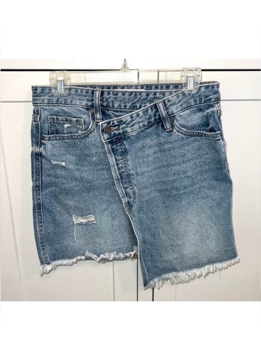 Hidden Jeans Denim Skirt Raw Edge Asymmetrical Small - Picture 2 of 7